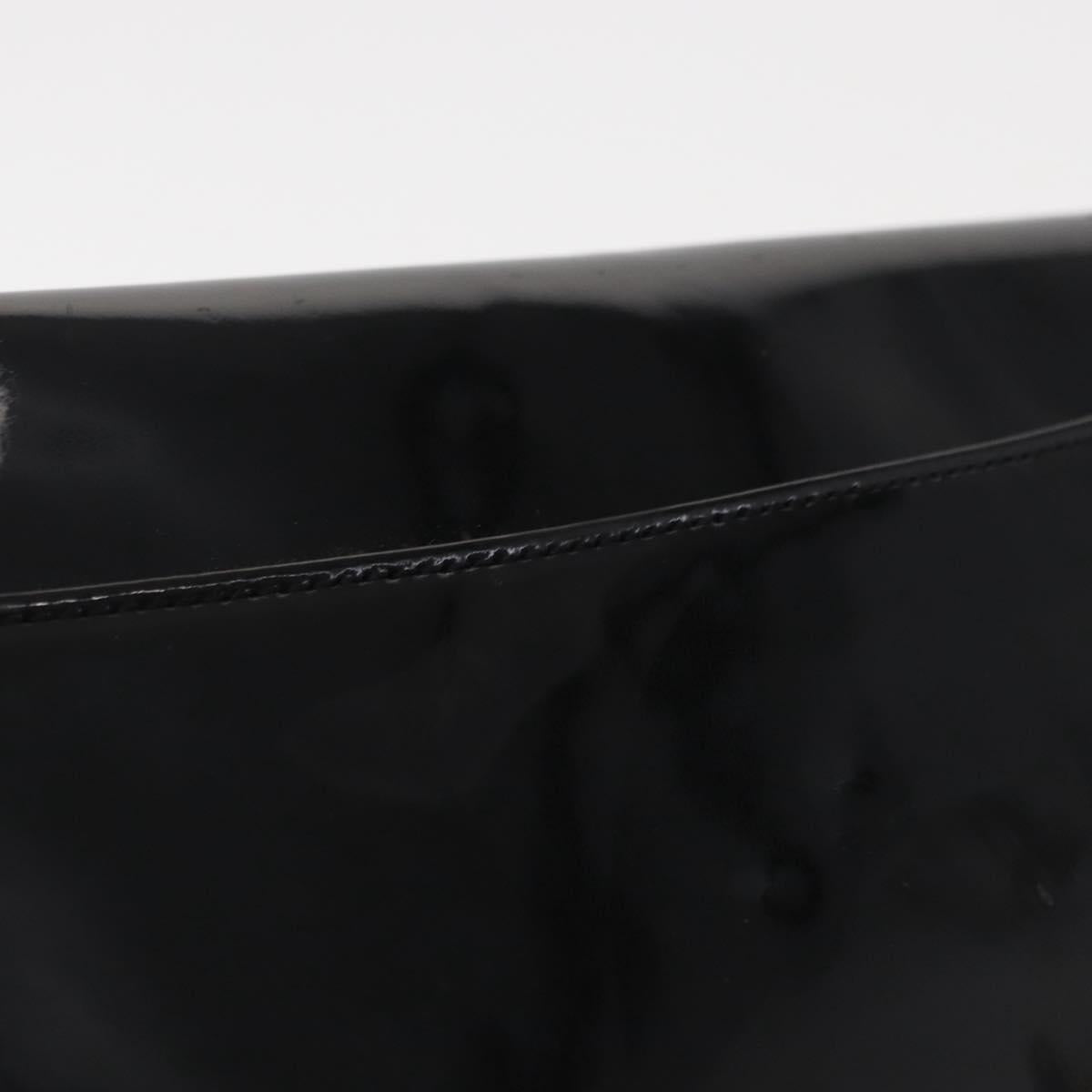 CELINE Clutch Bag Enamel Black Gold Auth bs32100