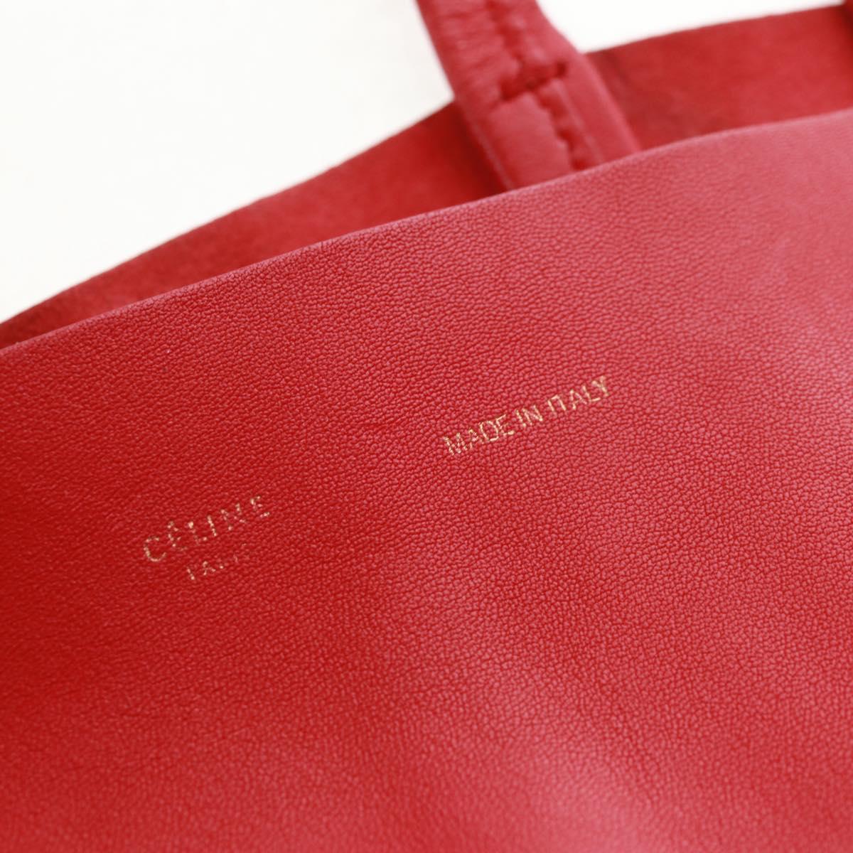 CELINE Horizontalkava Tote Bag Leather Red Gold Auth bs32104