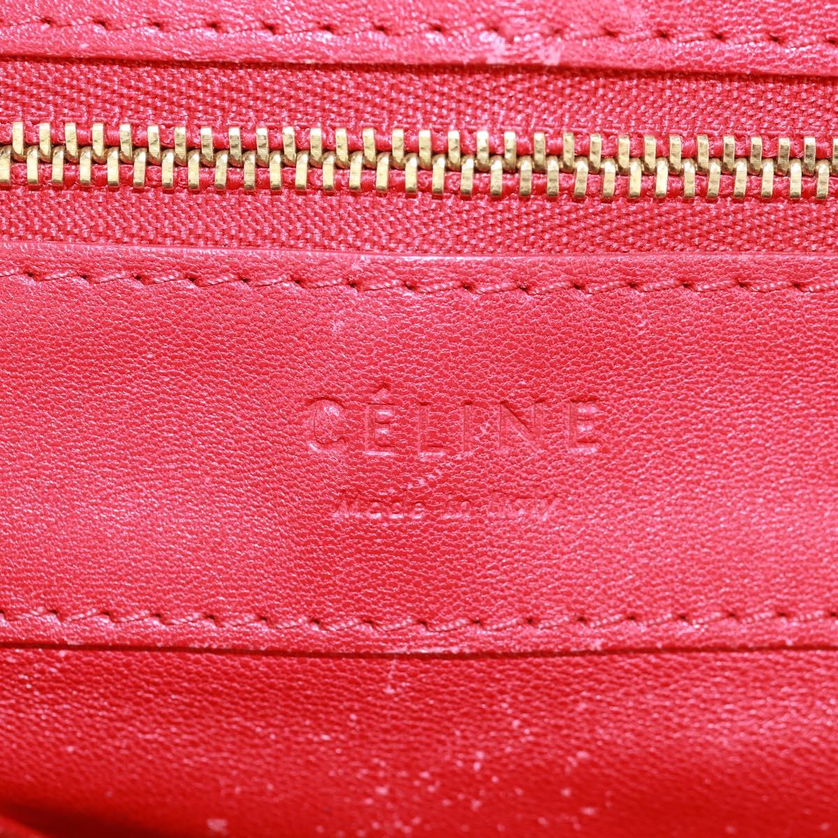 CELINE Horizontalkava Tote Bag Leather Red Gold Auth bs32104