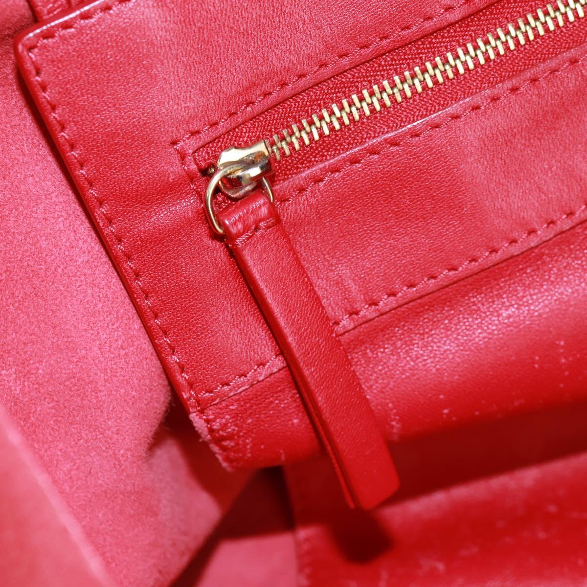 CELINE Horizontalkava Tote Bag Leather Red Gold Auth bs32104
