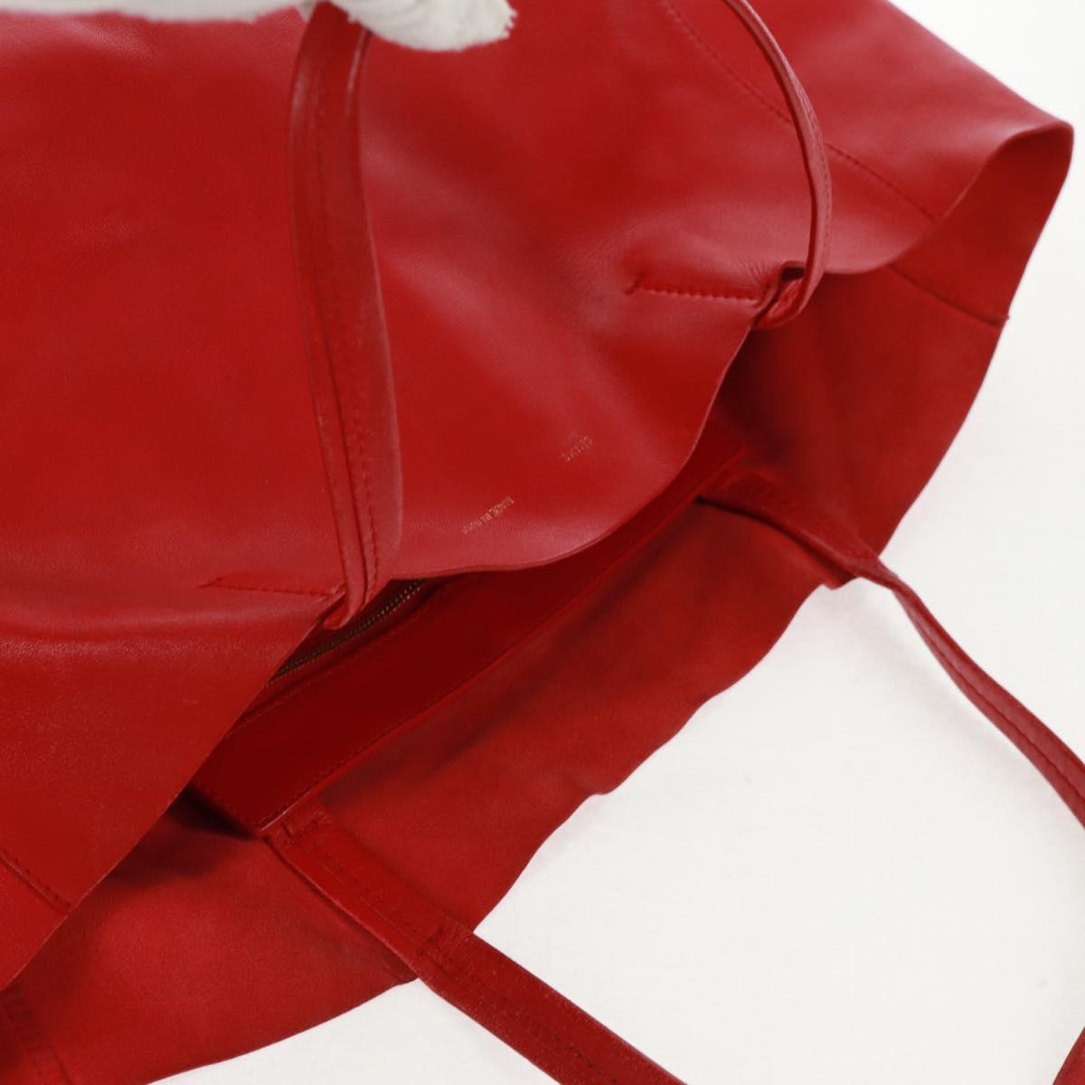 CELINE Horizontalkava Tote Bag Leather Red Gold Auth bs32104
