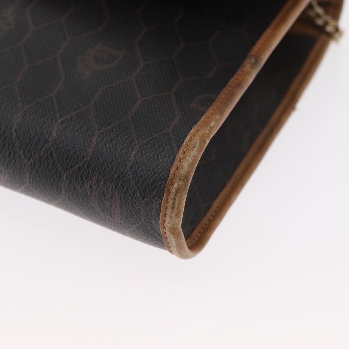 Christian Dior Honeycomb Canvas Chain Shoulder Bag PVC Black Gold Auth bs32105