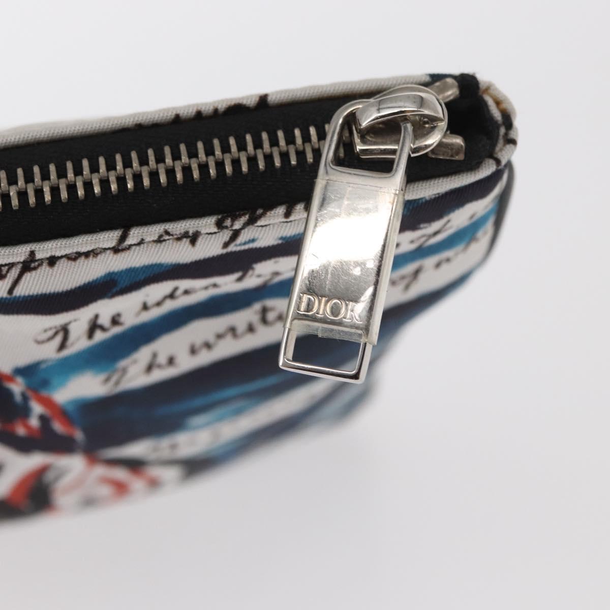 Christian Dior Clutch Bag Nylon RAYMOND PETTIBON Blue Silver Auth bs32109