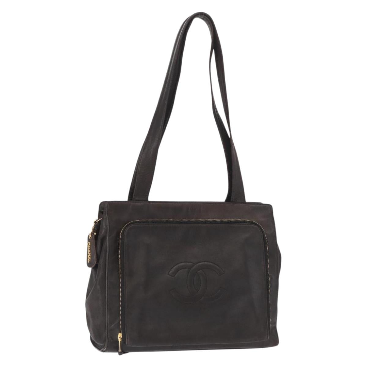 CHANEL Matelasse Tote Bag Lamb Skin Brown Gold CC Auth bs32114