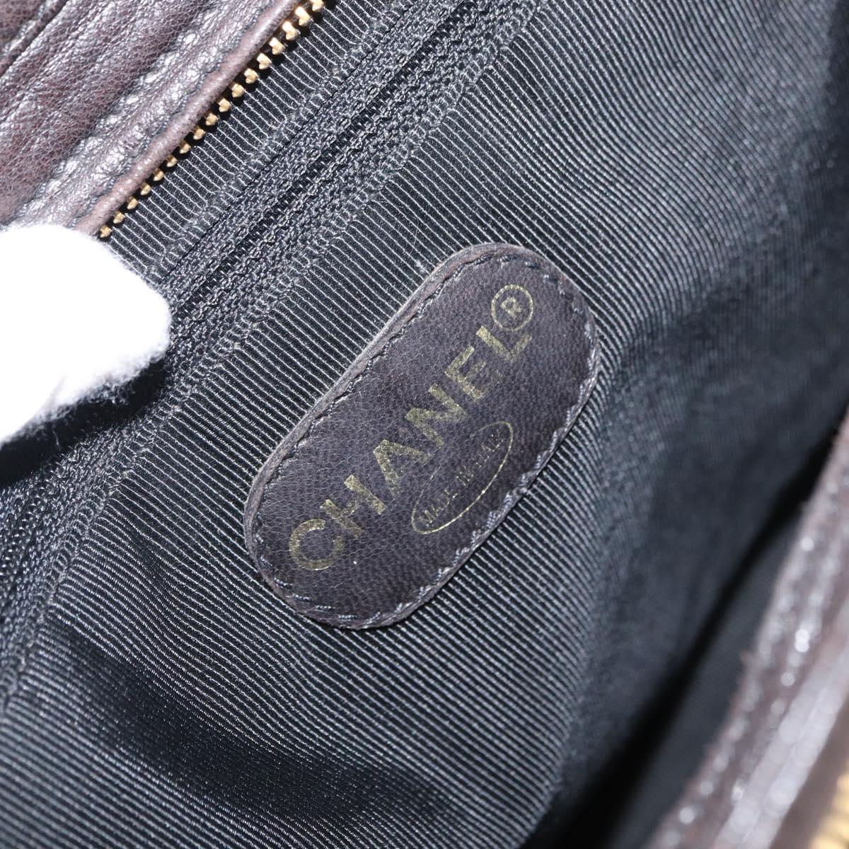 CHANEL Matelasse Tote Bag Lamb Skin Brown Gold CC Auth bs32114