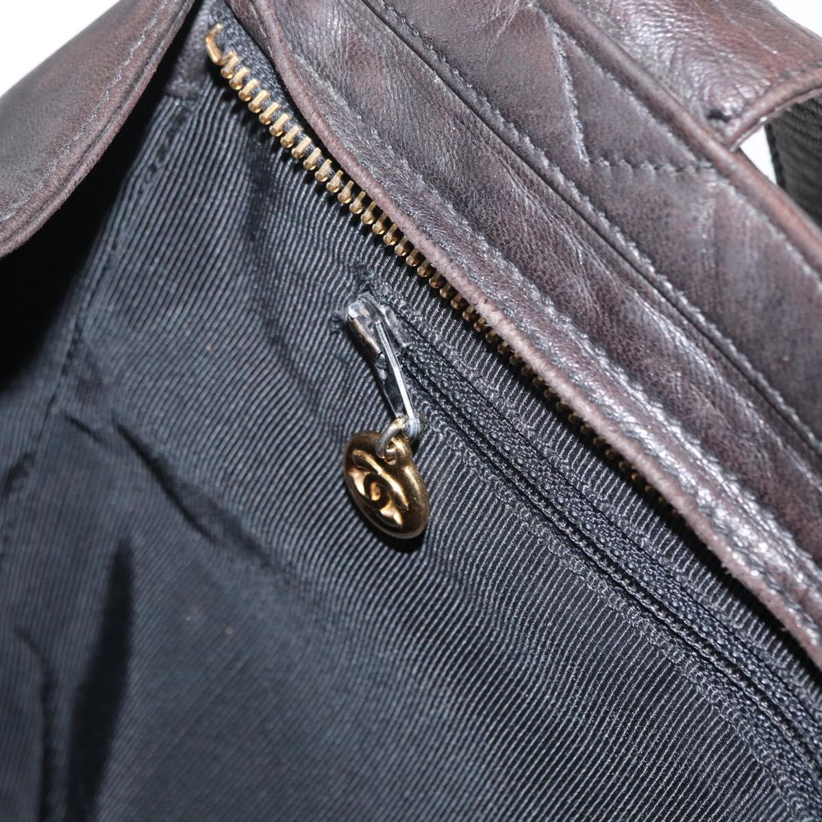 CHANEL Matelasse Tote Bag Lamb Skin Brown Gold CC Auth bs32114