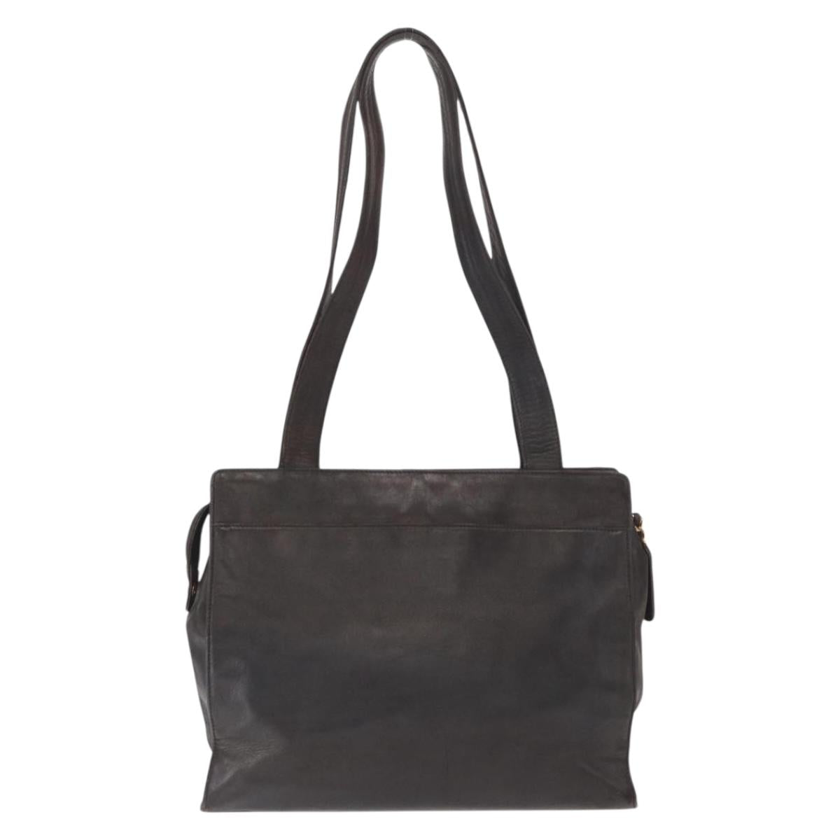 CHANEL Matelasse Tote Bag Lamb Skin Brown Gold CC Auth bs32114