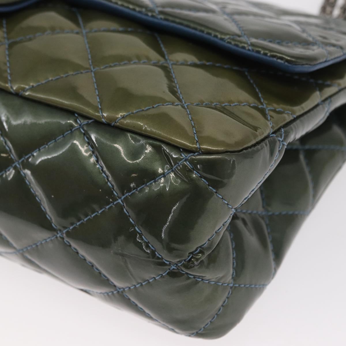 CHANEL Big Matelasse30 Chain Shoulder Bag Enamel Blue Silver CC Auth bs32116