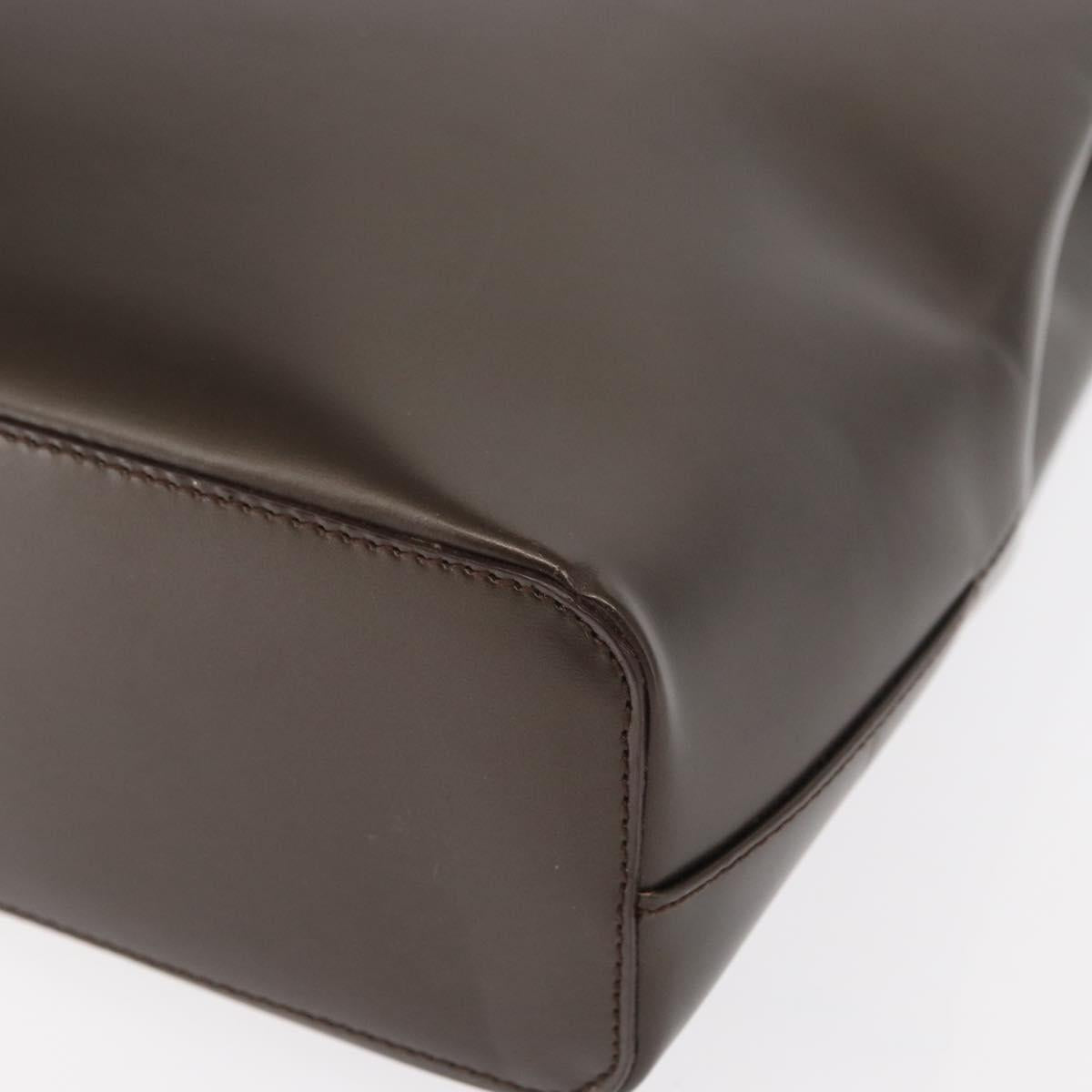 LOEWE Shoulder Bag Leather Brown Silver Auth bs32118