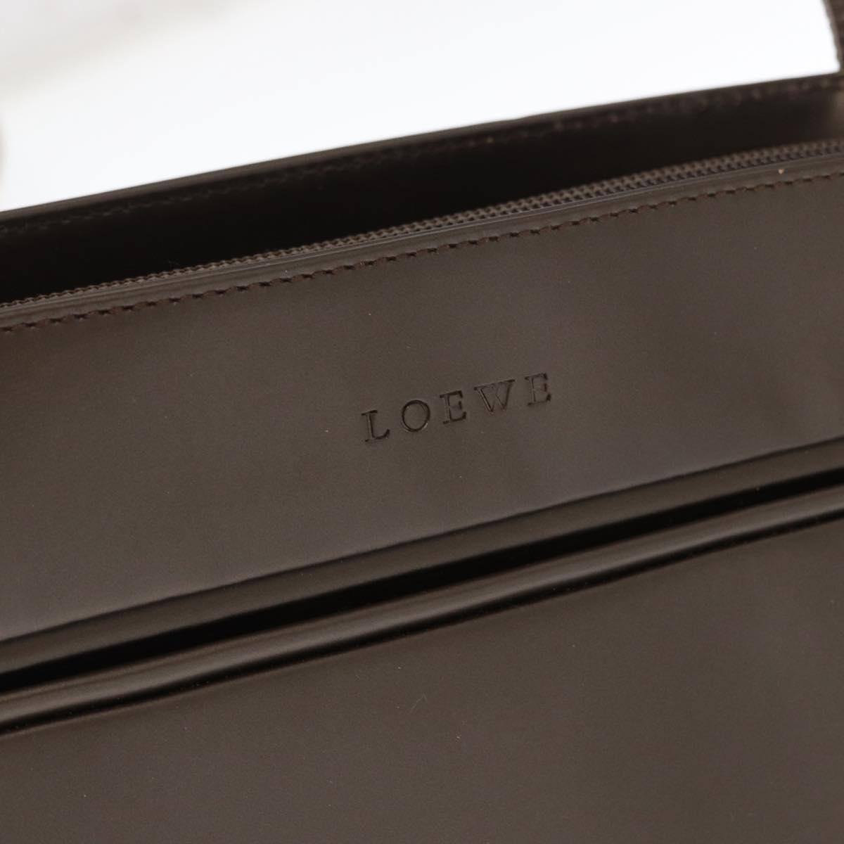 LOEWE Shoulder Bag Leather Brown Silver Auth bs32118