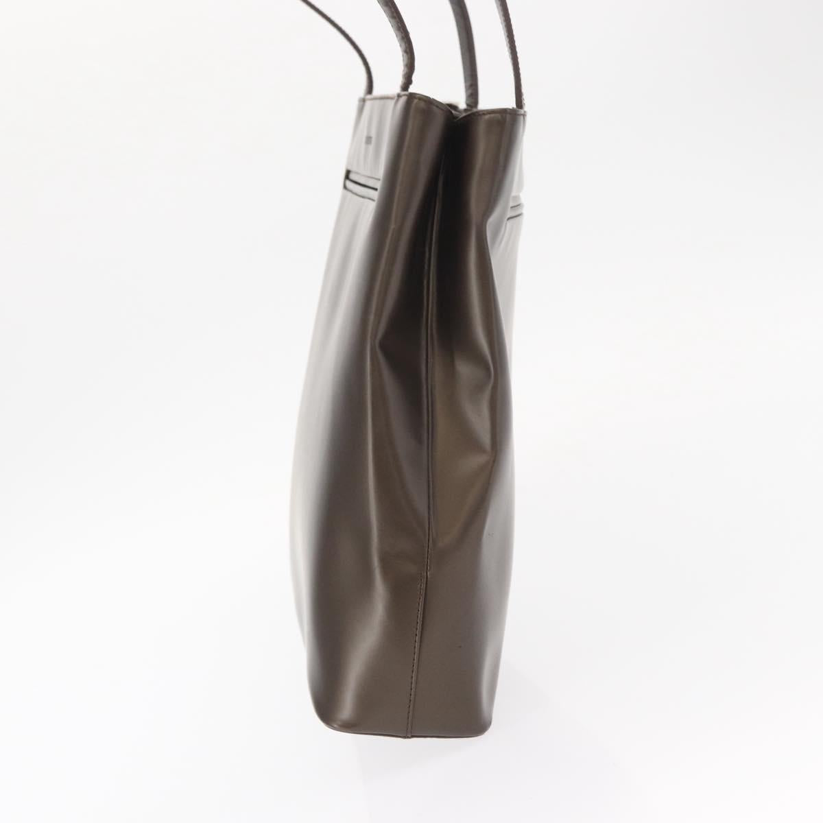 LOEWE Shoulder Bag Leather Brown Silver Auth bs32118