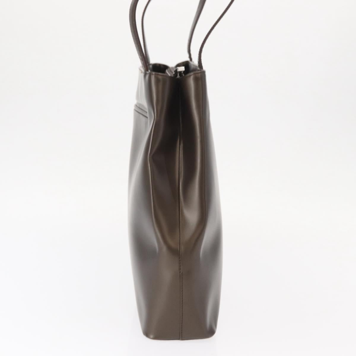 LOEWE Shoulder Bag Leather Brown Silver Auth bs32118