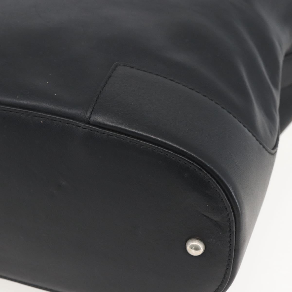 LOEWE Shoulder Bag Leather Black Silver Auth bs32120