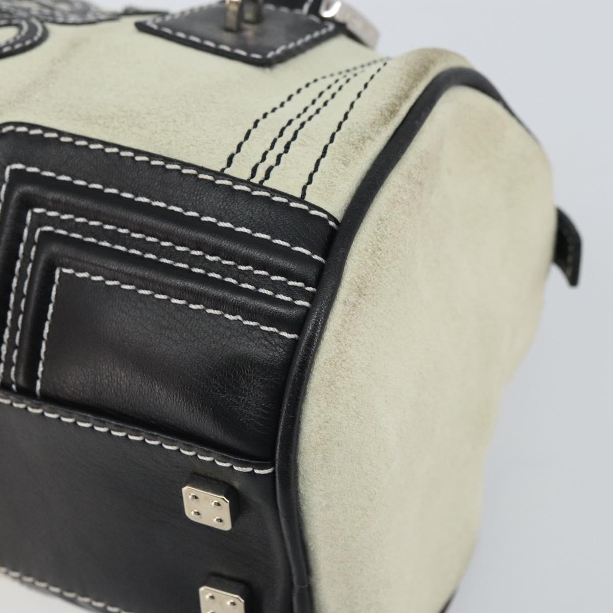 LOEWE Amazonas Hand Bag Leather White Silver Auth bs32121