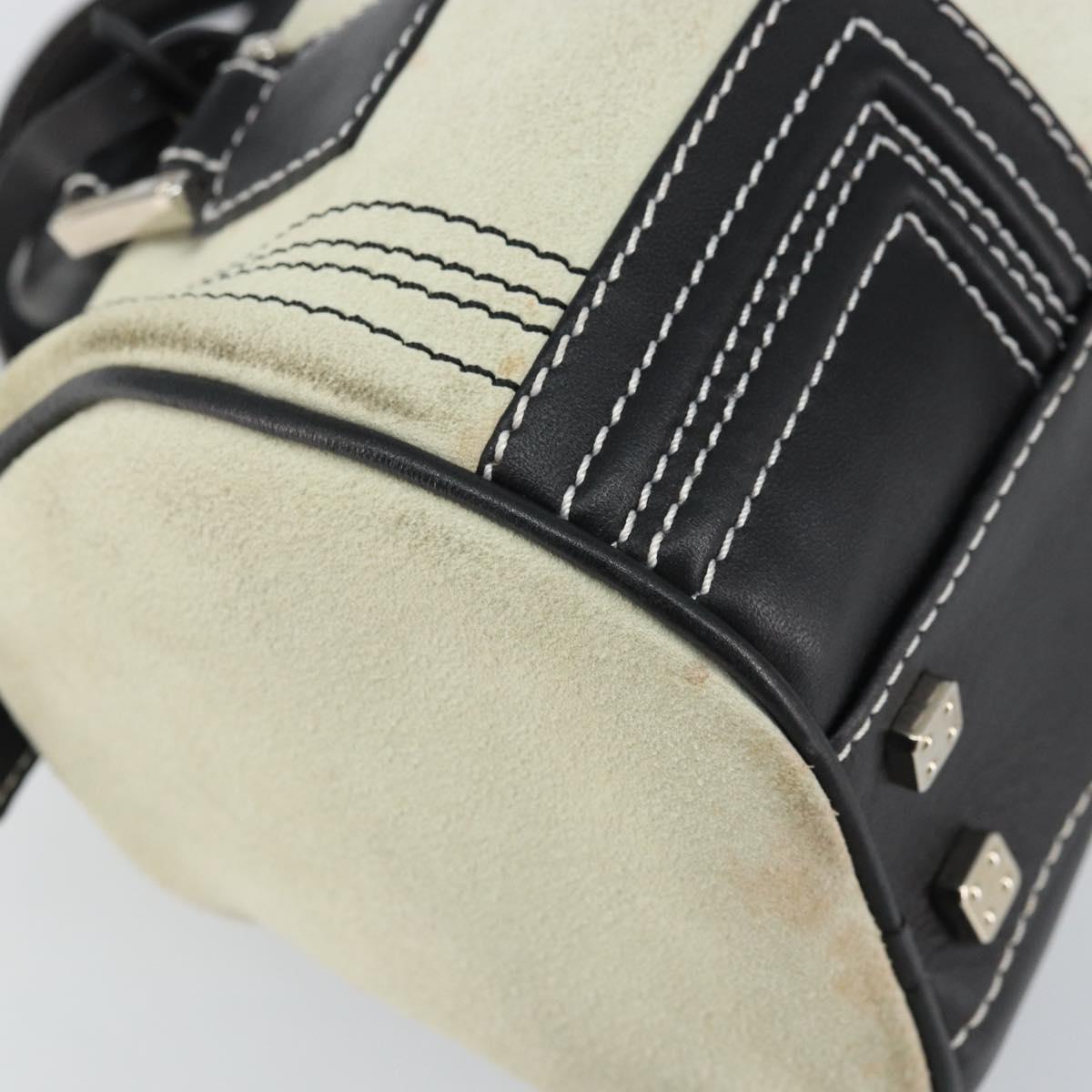 LOEWE Amazonas Hand Bag Leather White Silver Auth bs32121