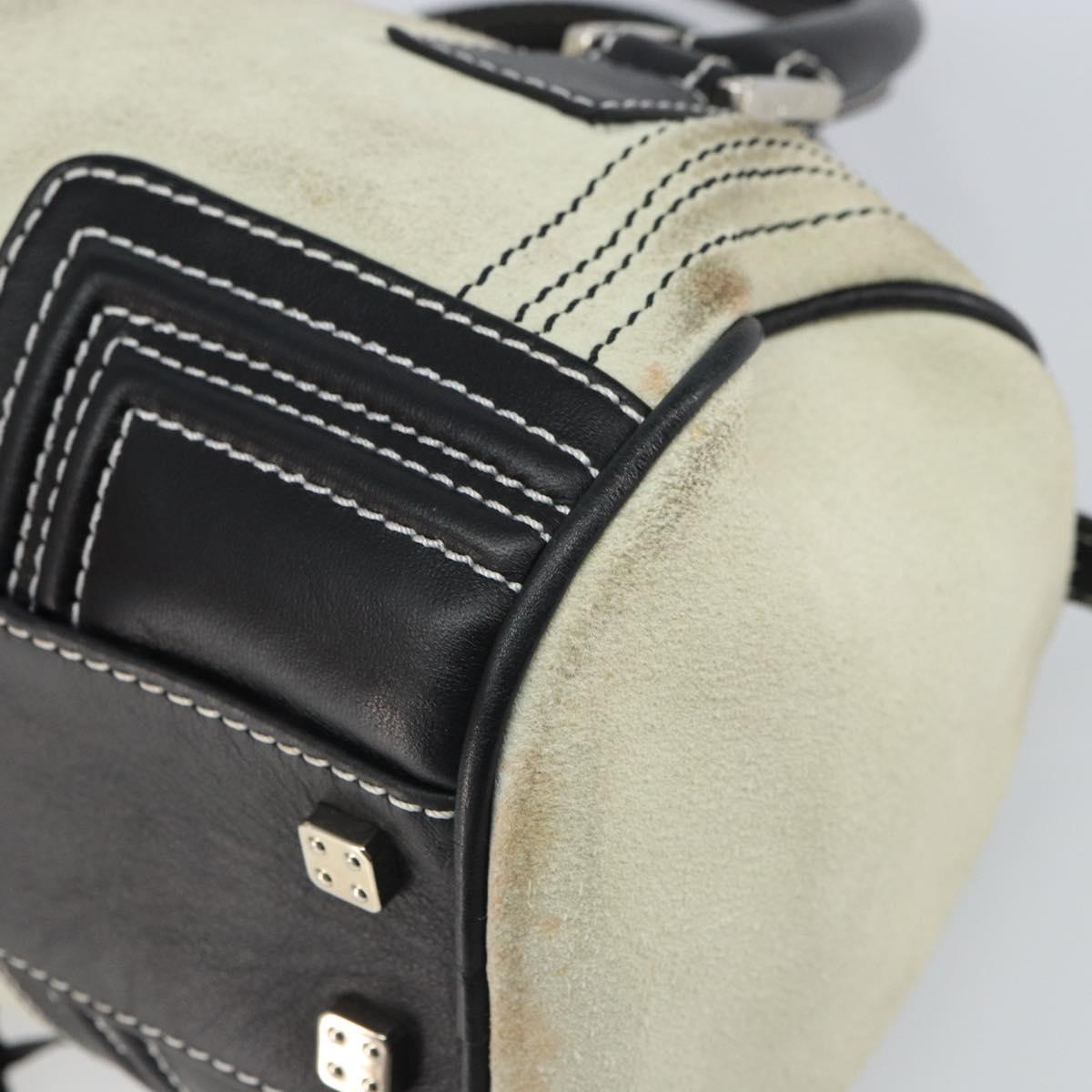 LOEWE Amazonas Hand Bag Leather White Silver Auth bs32121