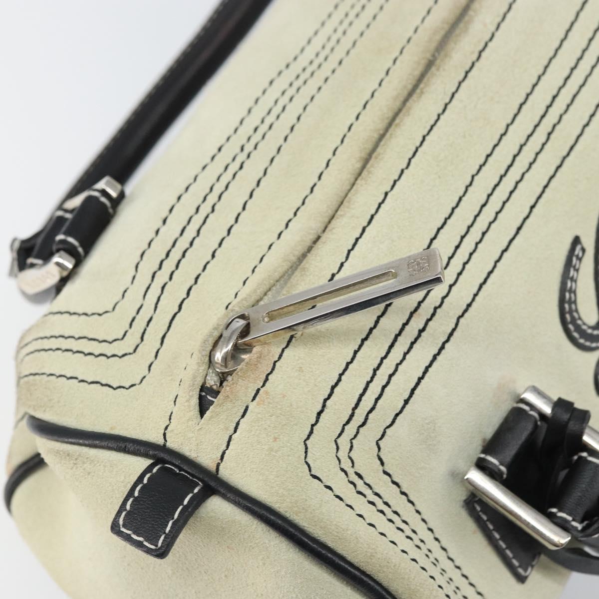 LOEWE Amazonas Hand Bag Leather White Silver Auth bs32121