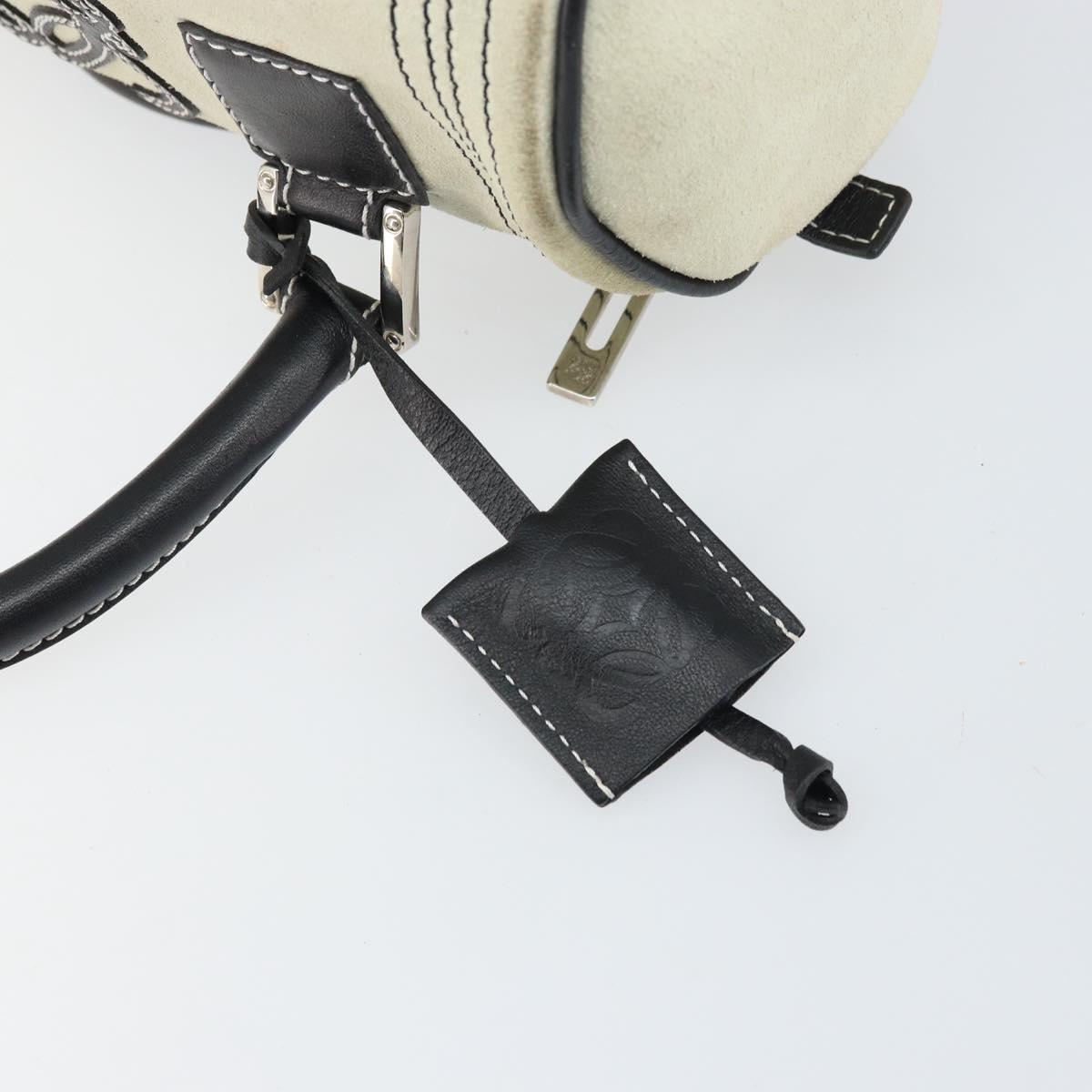 LOEWE Amazonas Hand Bag Leather White Silver Auth bs32121