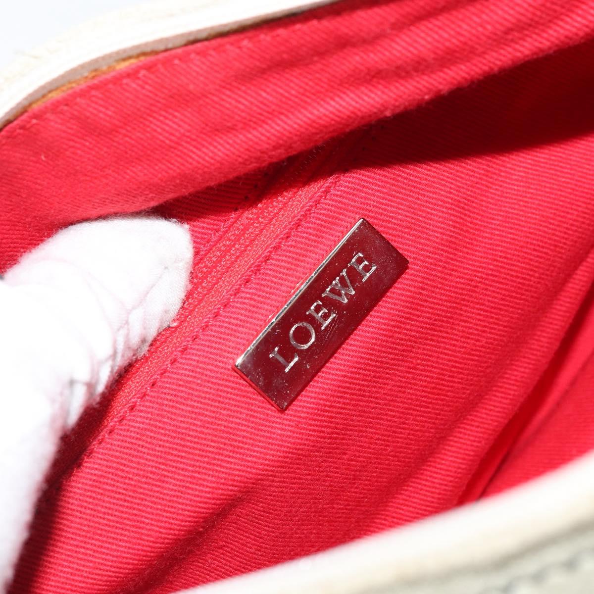 LOEWE Amazonas Hand Bag Leather White Silver Auth bs32121