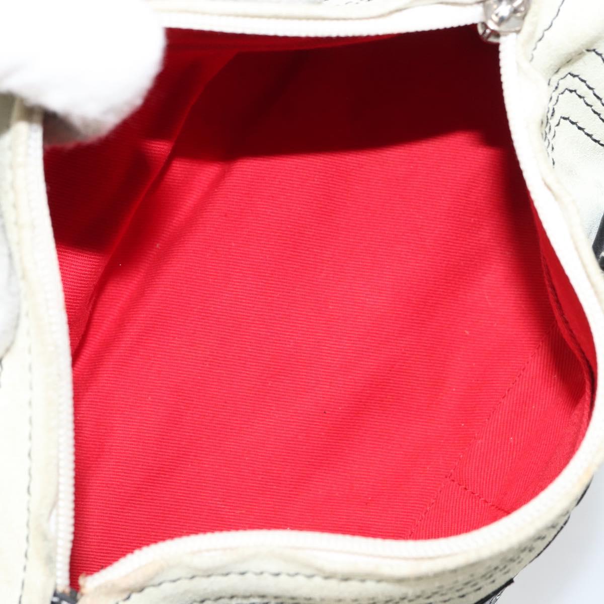 LOEWE Amazonas Hand Bag Leather White Silver Auth bs32121