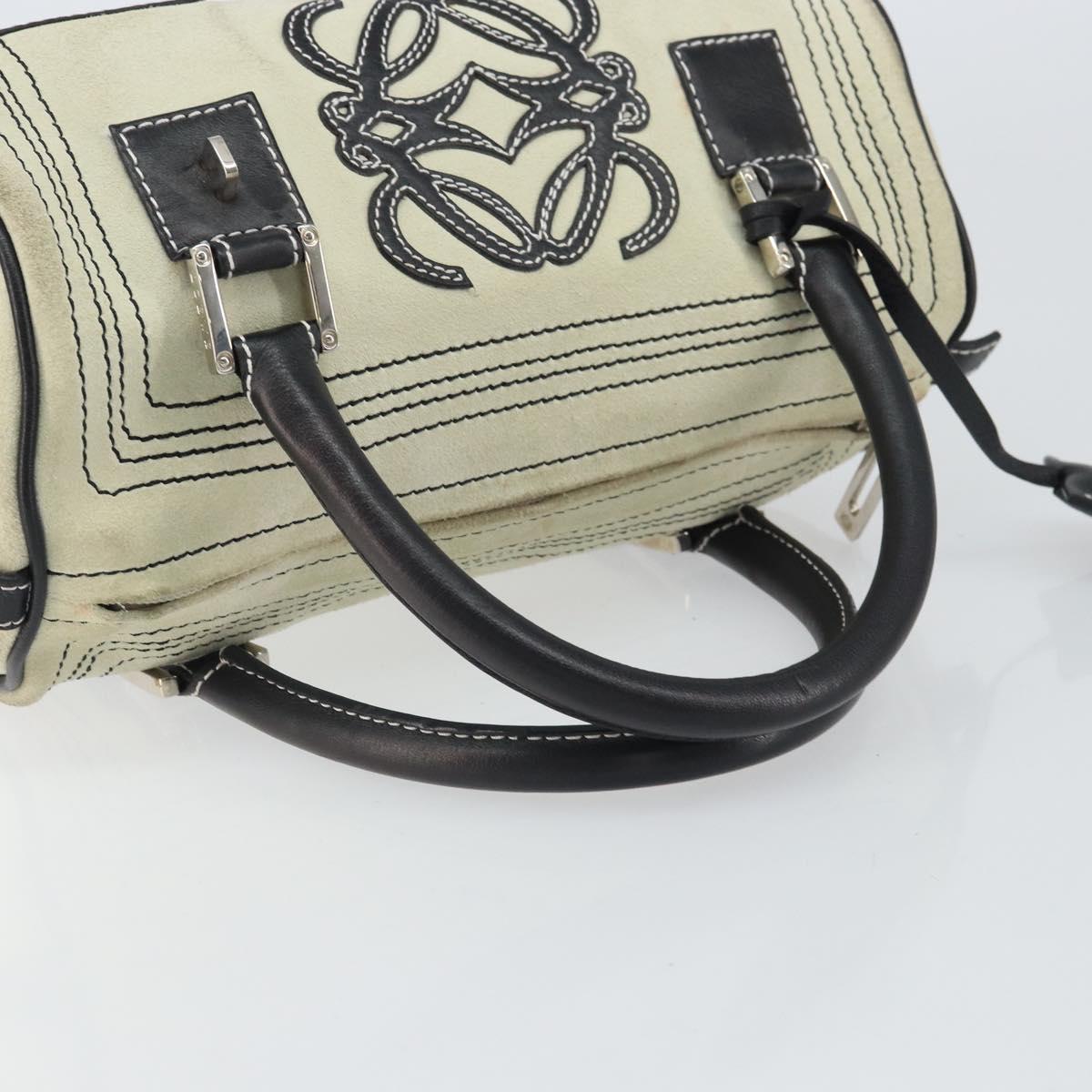 LOEWE Amazonas Hand Bag Leather White Silver Auth bs32121