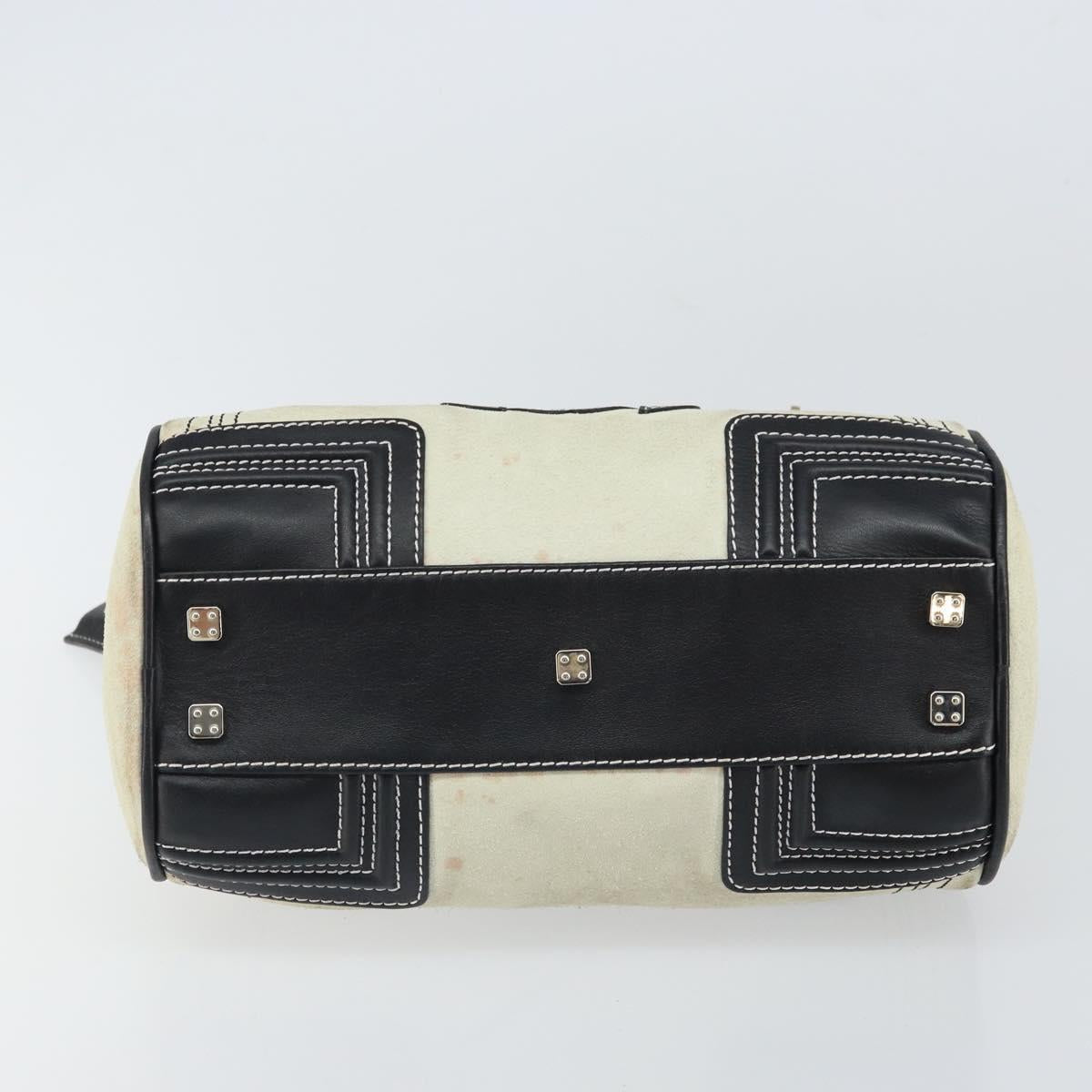 LOEWE Amazonas Hand Bag Leather White Silver Auth bs32121