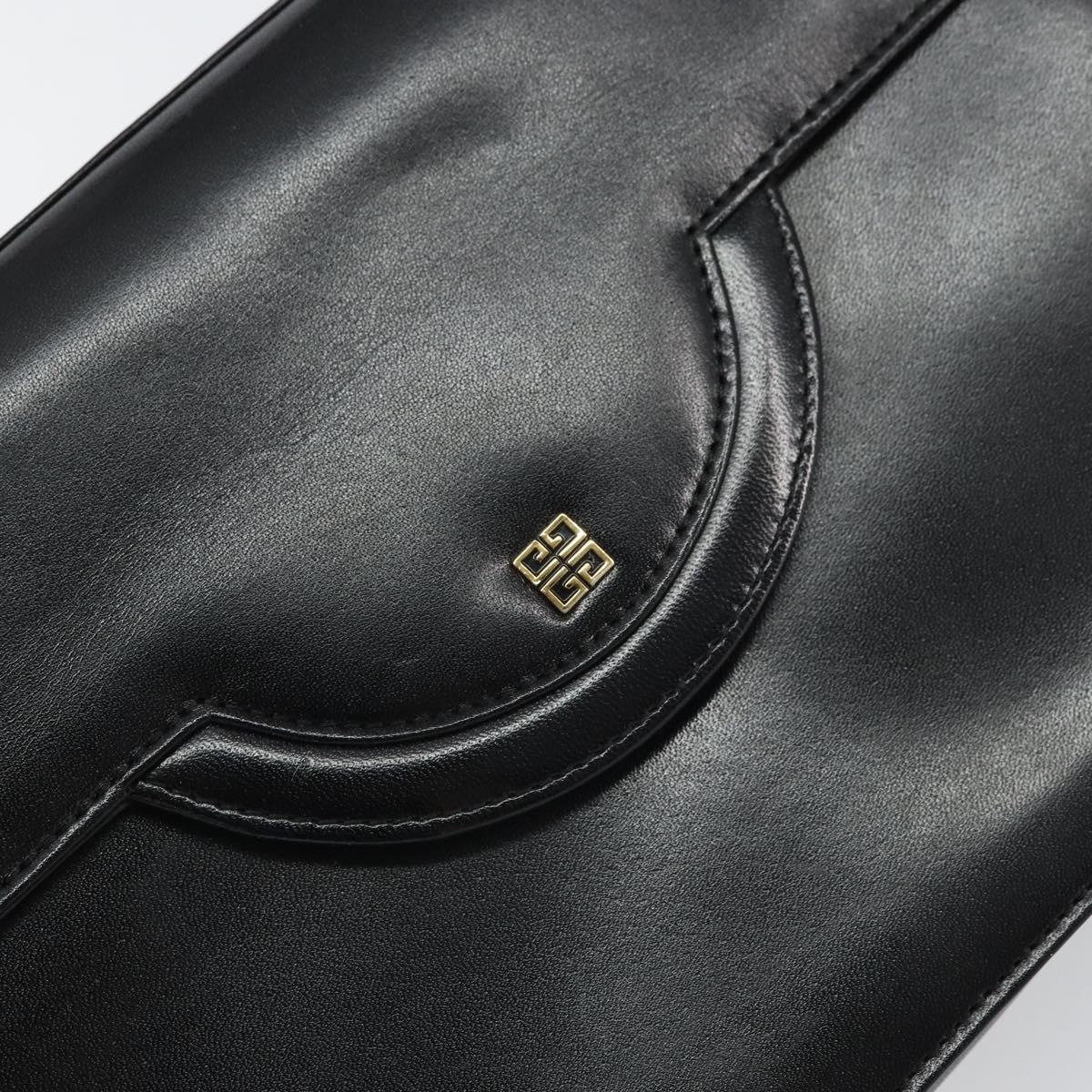 GIVENCHY Hand Bag Leather Black Gold Auth bs32122