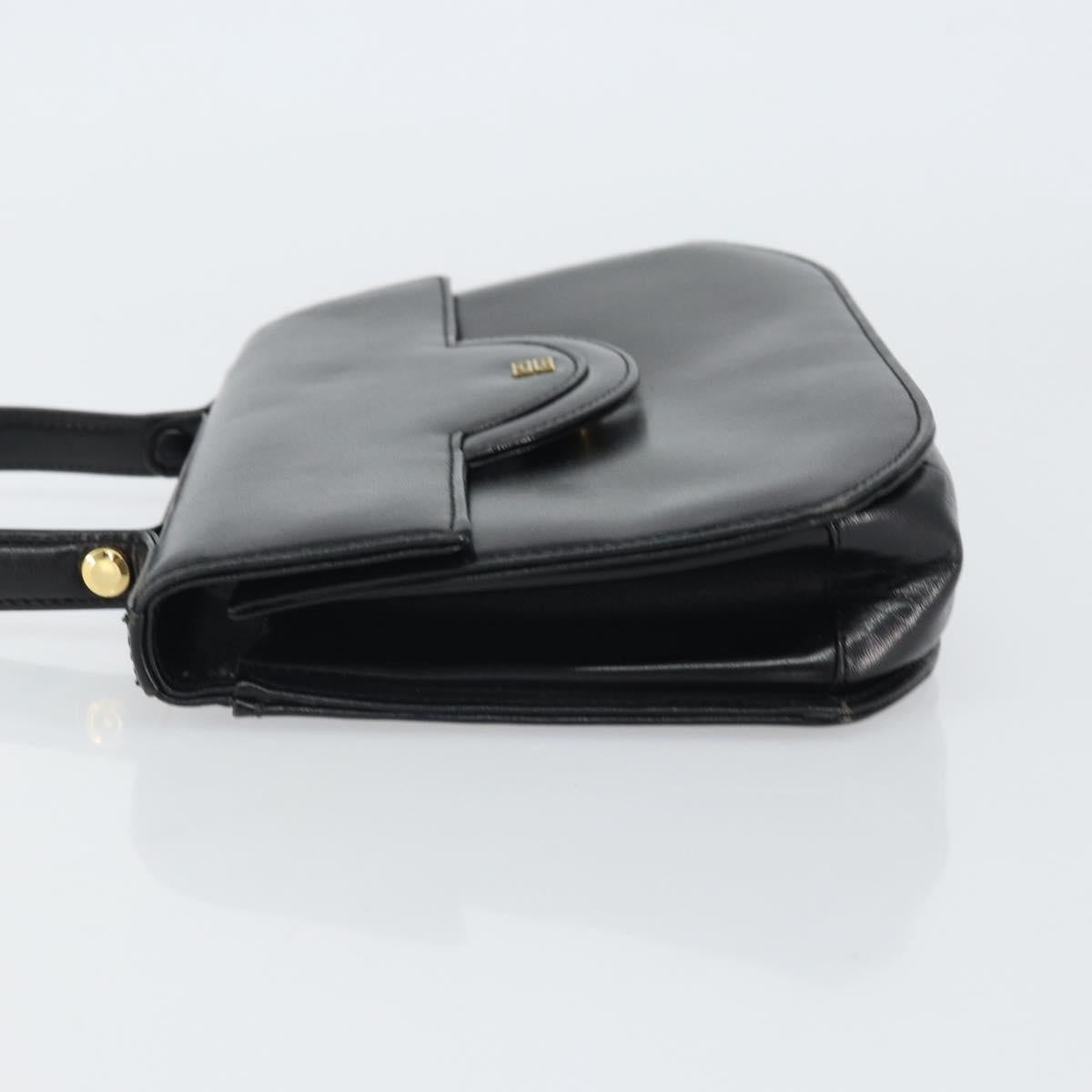 GIVENCHY Hand Bag Leather Black Gold Auth bs32122