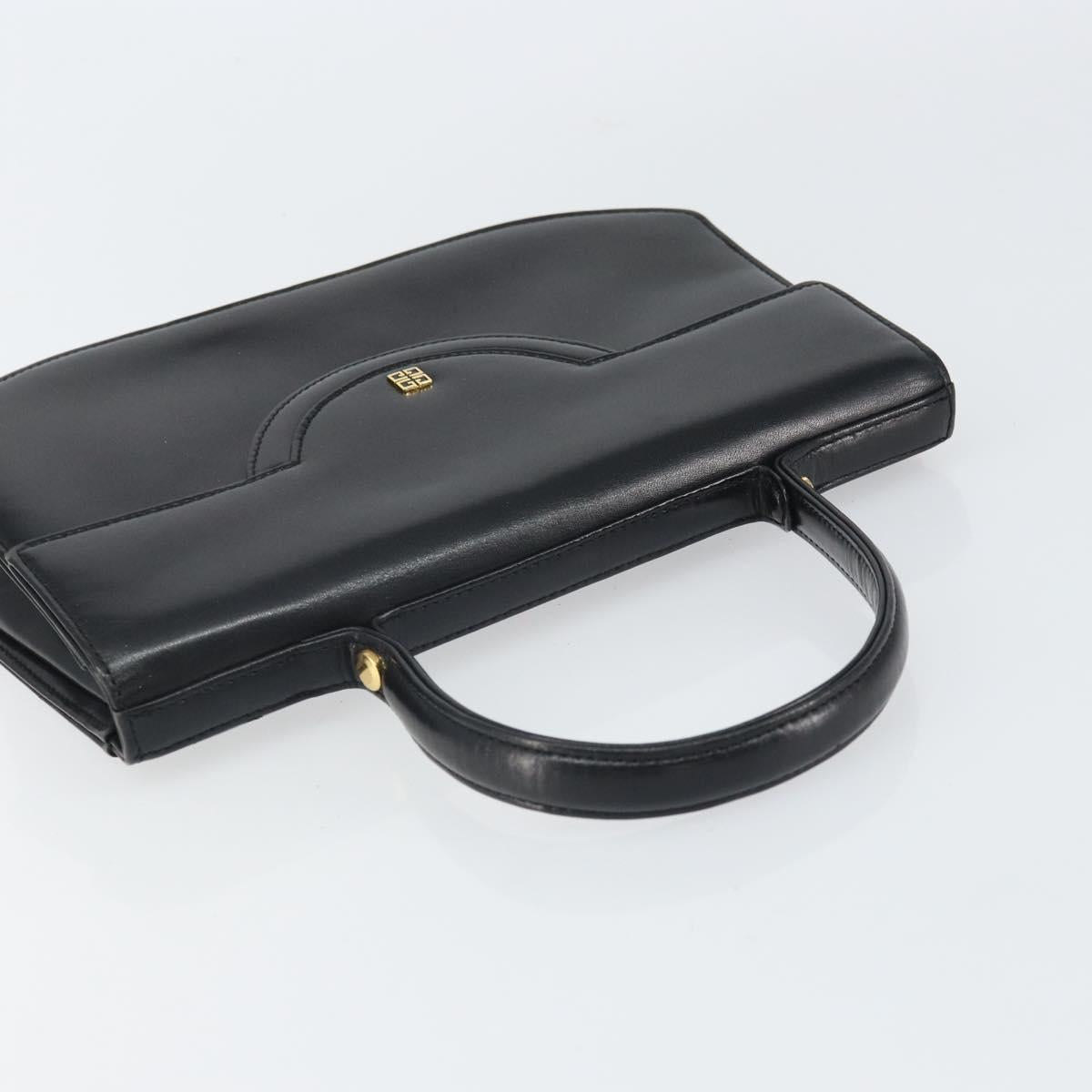 GIVENCHY Hand Bag Leather Black Gold Auth bs32122