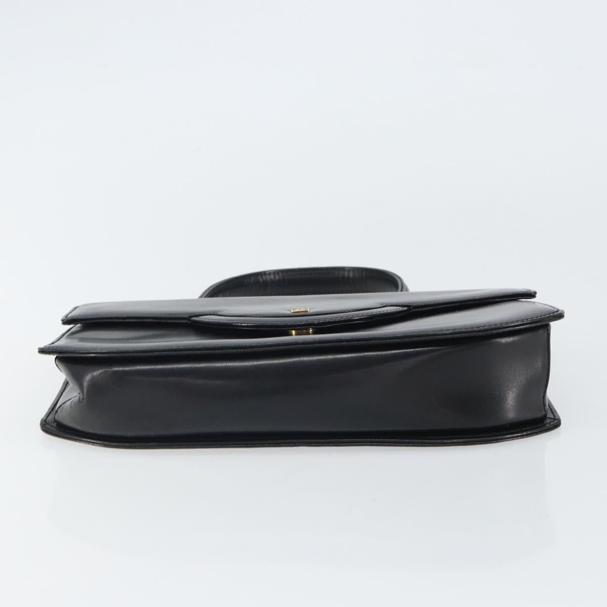 GIVENCHY Hand Bag Leather Black Gold Auth bs32122