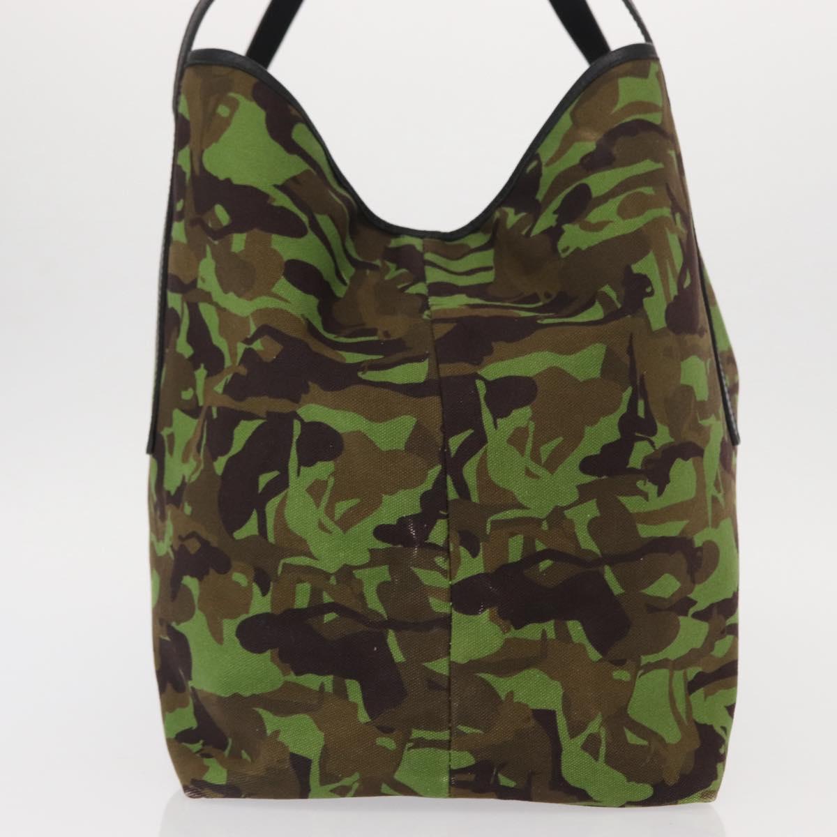 Jimmy Choo Tote Bag Canvas Green Silver Auth bs32124