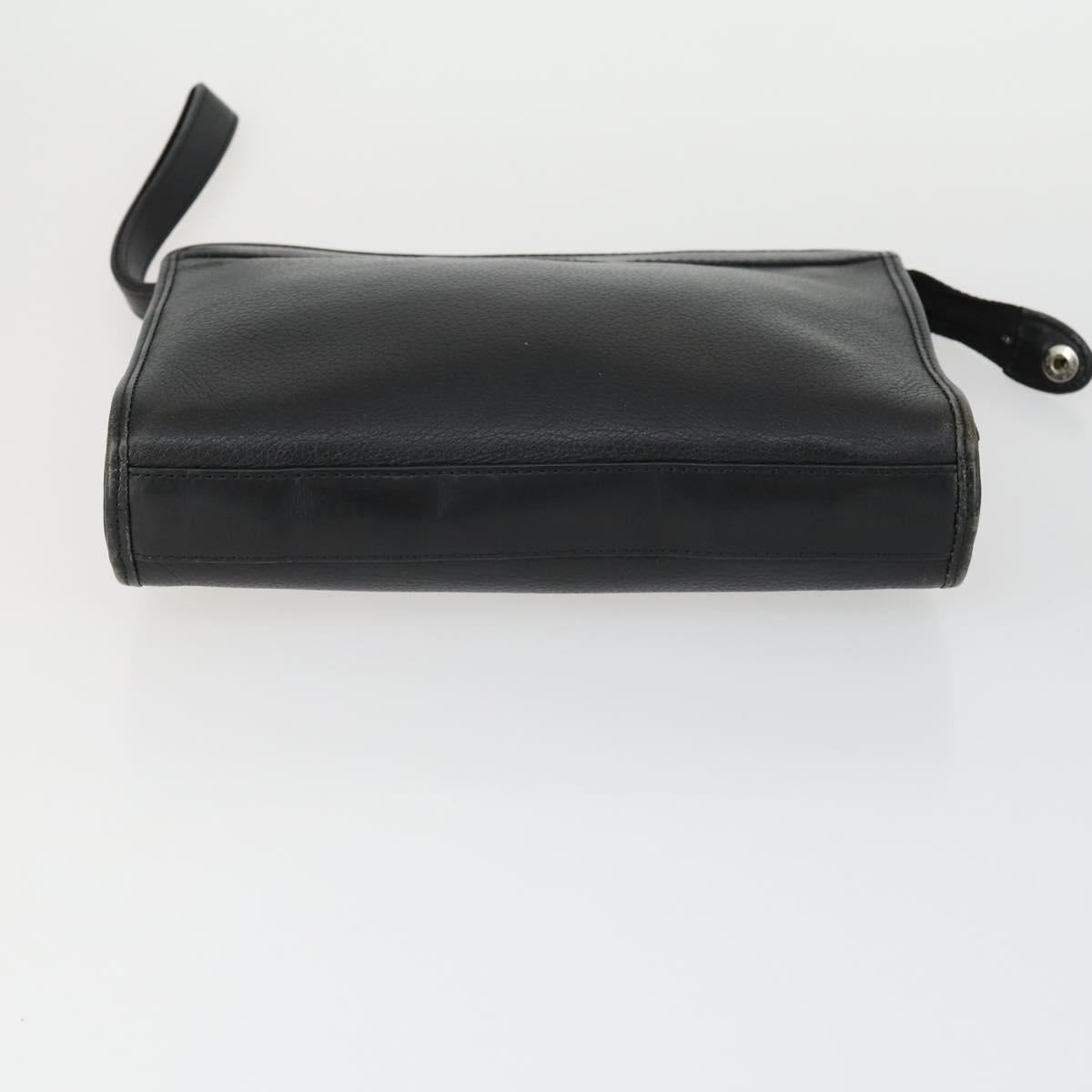BURBERRY Clutch Bag Leather Canvas 4 Set Black Beige Auth bs32140