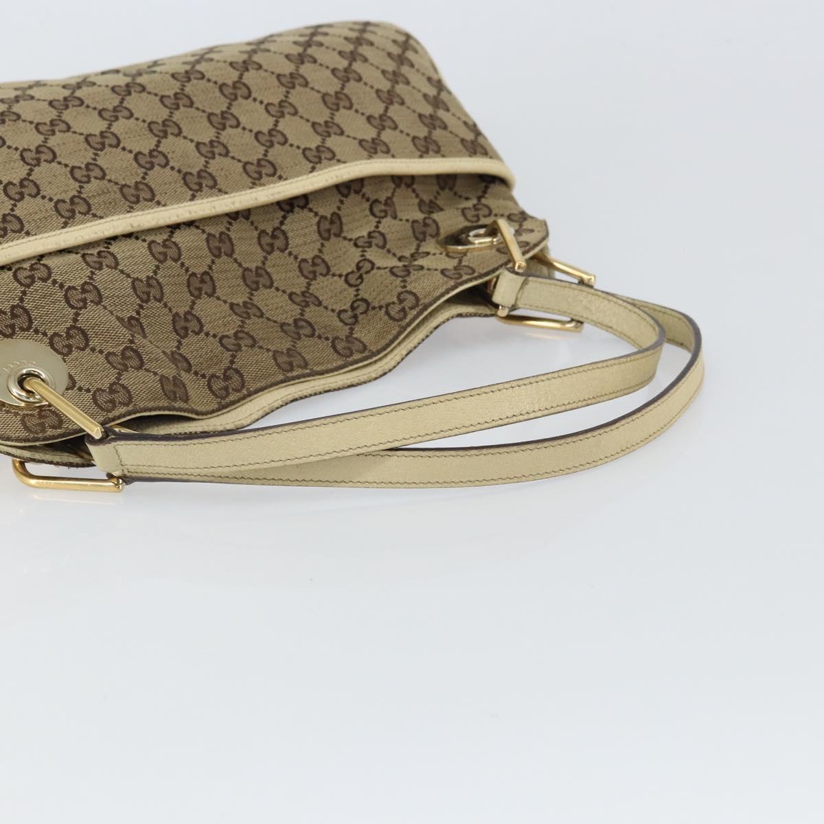 GUCCI GG Canvas Tote Bag Beige Gold 121023 Auth bs32145