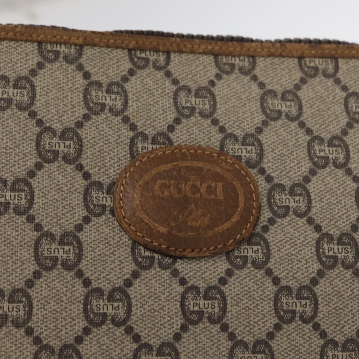 GUCCI GG Plus Supreme Clutch Bag PVC Beige Gold Auth bs32146