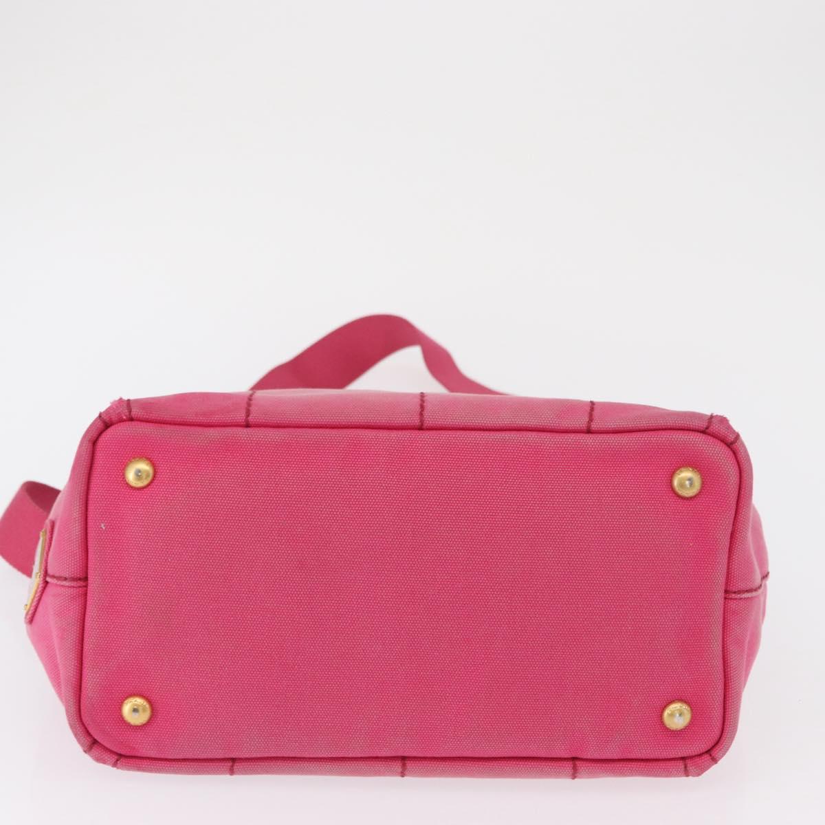 PRADA Canapa PM Hand Bag Canvas 2way Pink Gold Auth bs32147