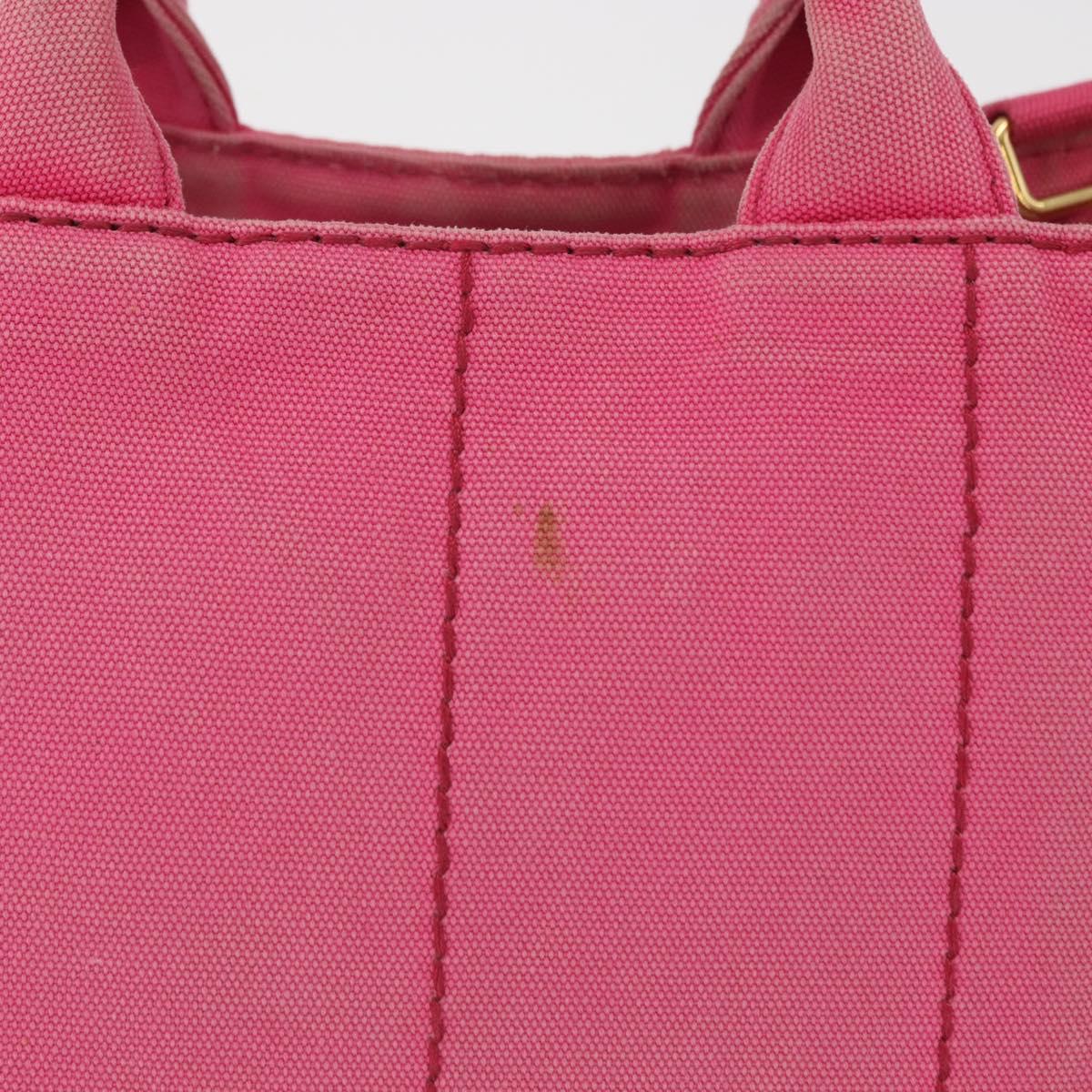 PRADA Canapa PM Hand Bag Canvas 2way Pink Gold Auth bs32147