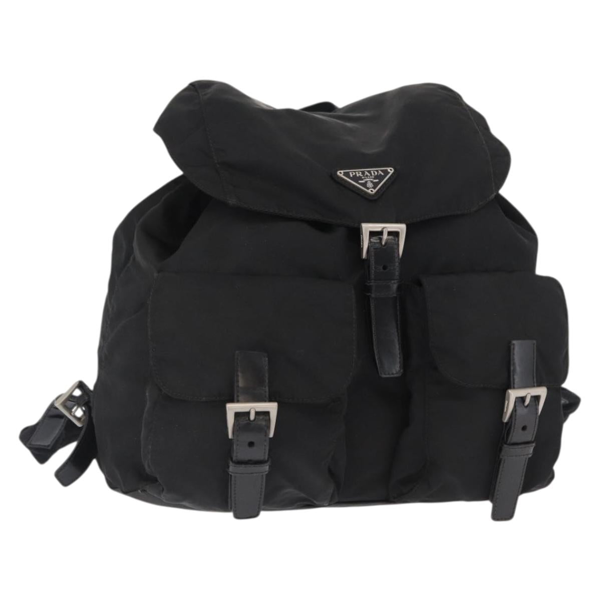 PRADA Backpack Nylon Black Silver Auth bs32150