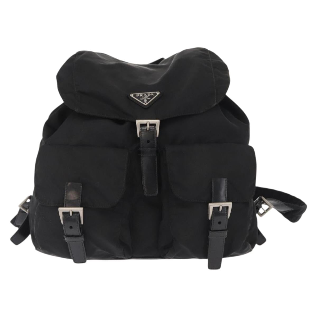 PRADA Backpack Nylon Black Silver Auth bs32150