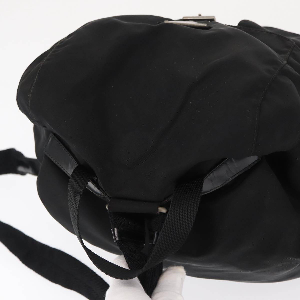 PRADA Backpack Nylon Black Silver Auth bs32150