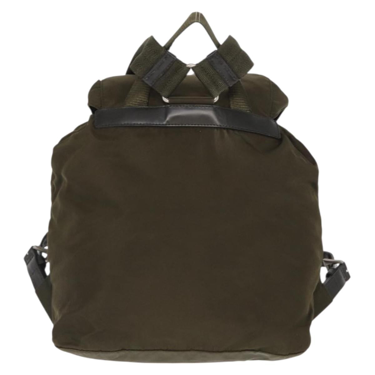 PRADA Backpack Nylon Khaki Silver Auth bs32151