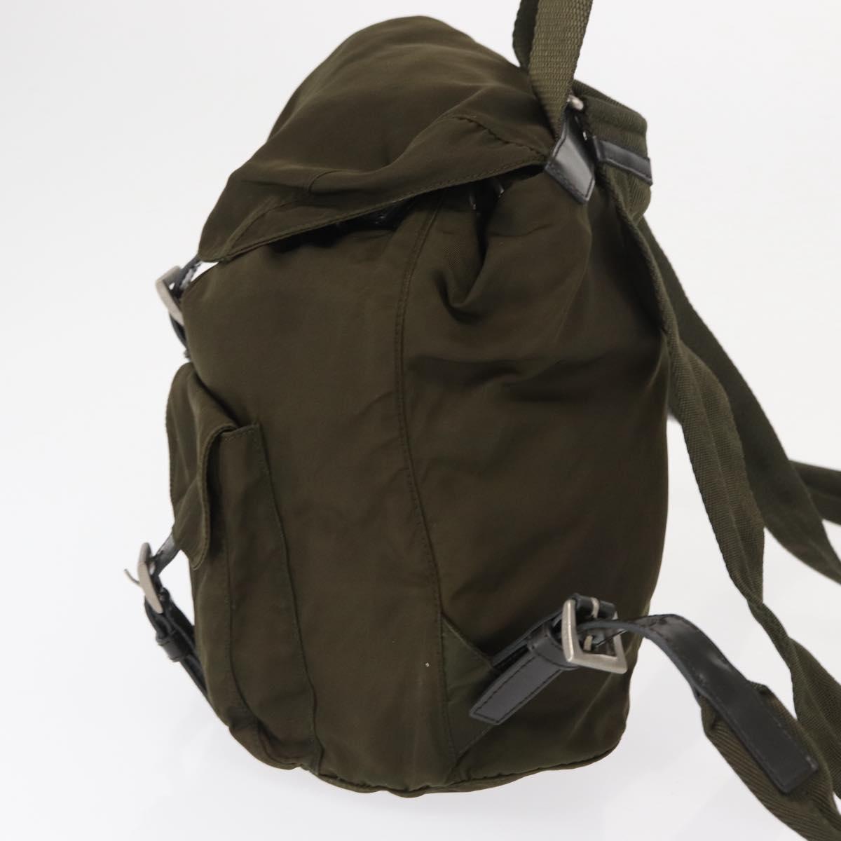 PRADA Backpack Nylon Khaki Silver Auth bs32151