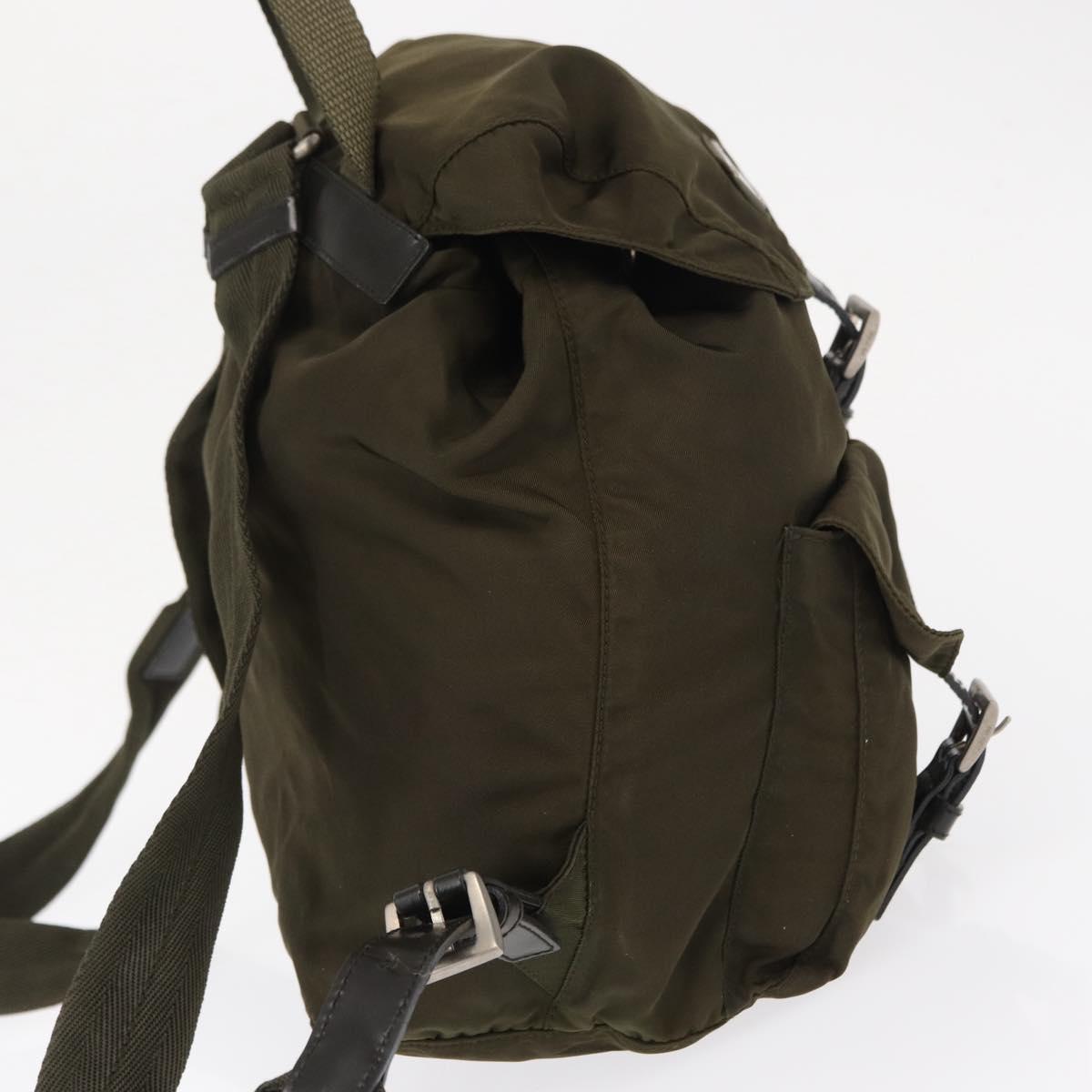 PRADA Backpack Nylon Khaki Silver Auth bs32151