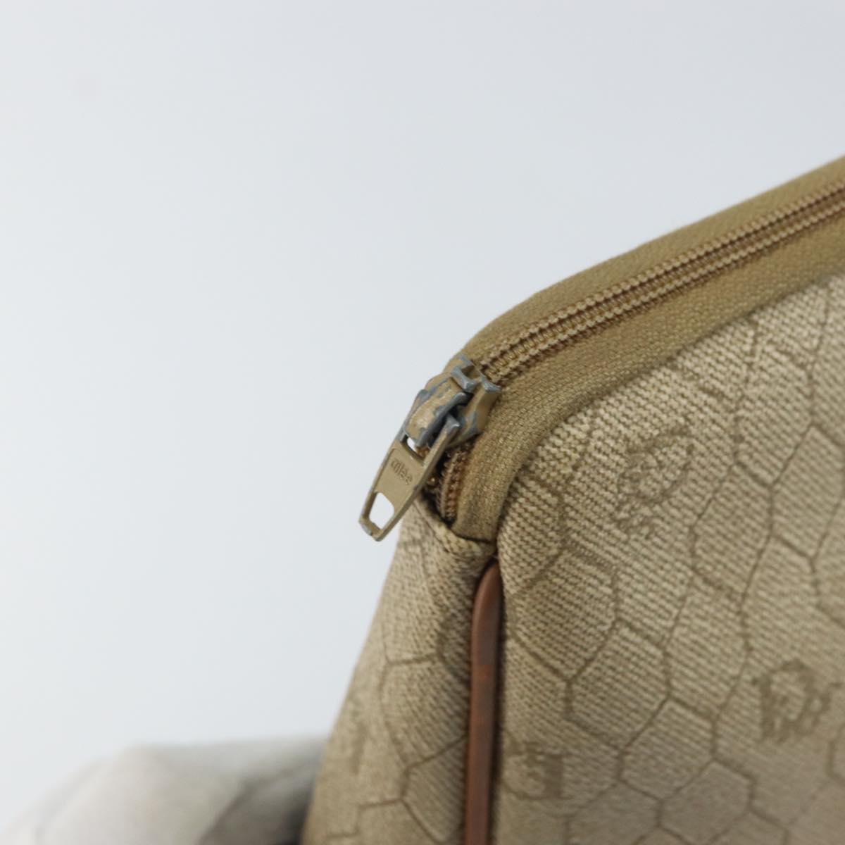 Christian Dior Honeycomb Canvas Clutch Bag PVC Beige Auth bs32152