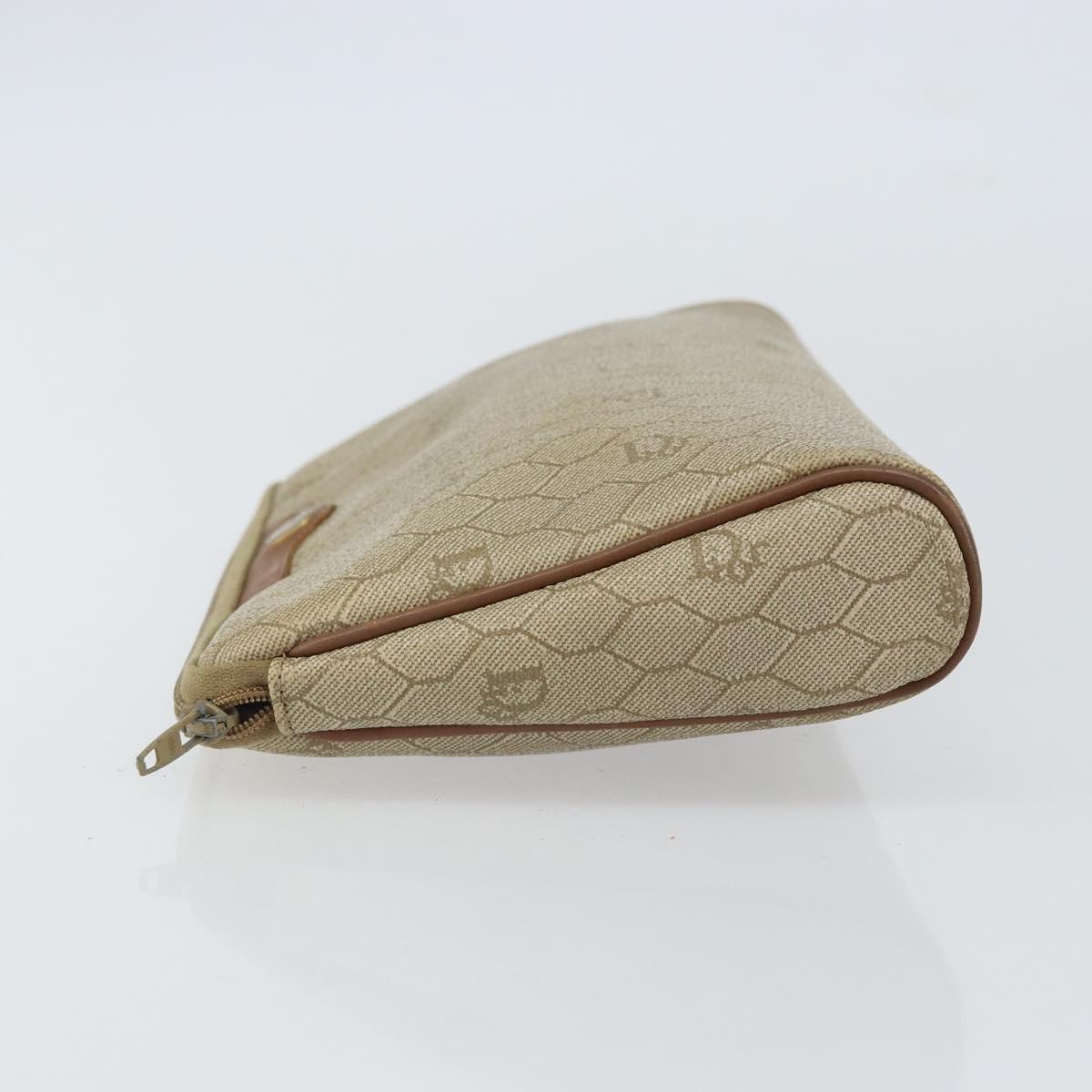 Christian Dior Honeycomb Canvas Clutch Bag PVC Beige Auth bs32152