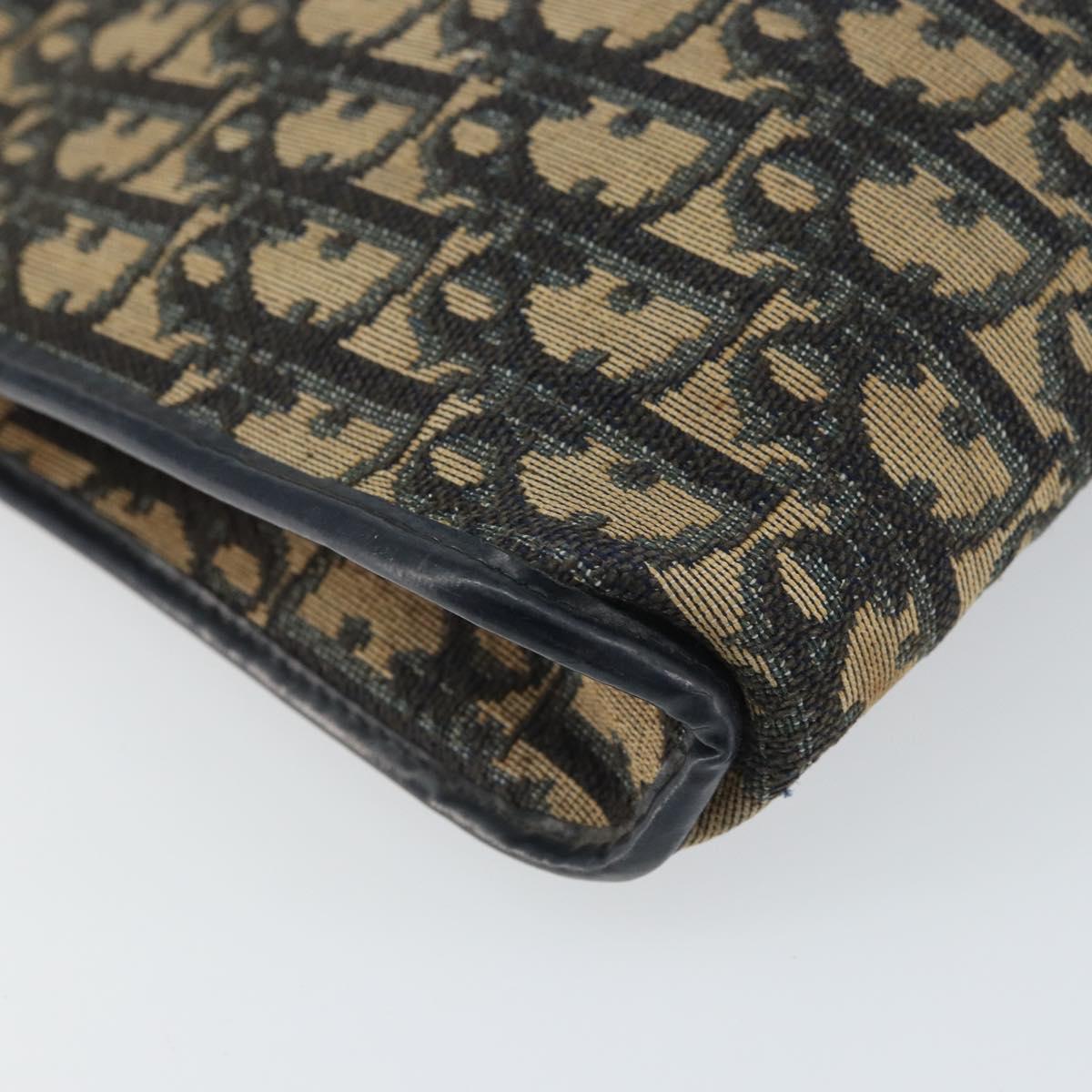 Christian Dior Trotter Canvas Shoulder Bag Navy Gold Auth bs32154
