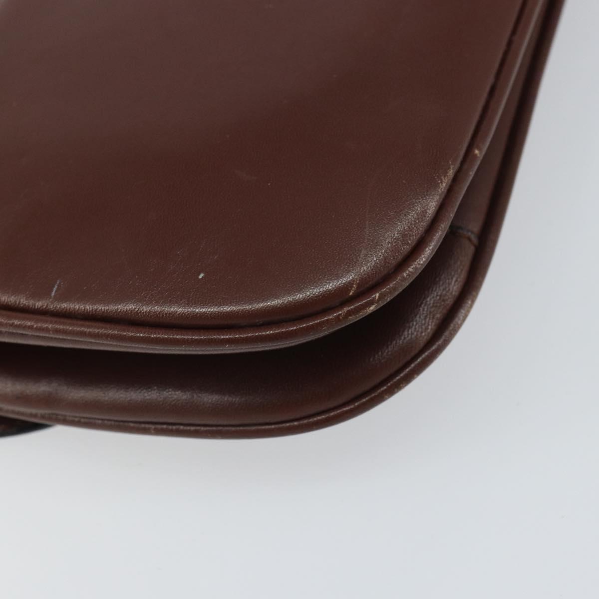 CELINE Shoulder Bag Leather Brown Gold Auth bs32155