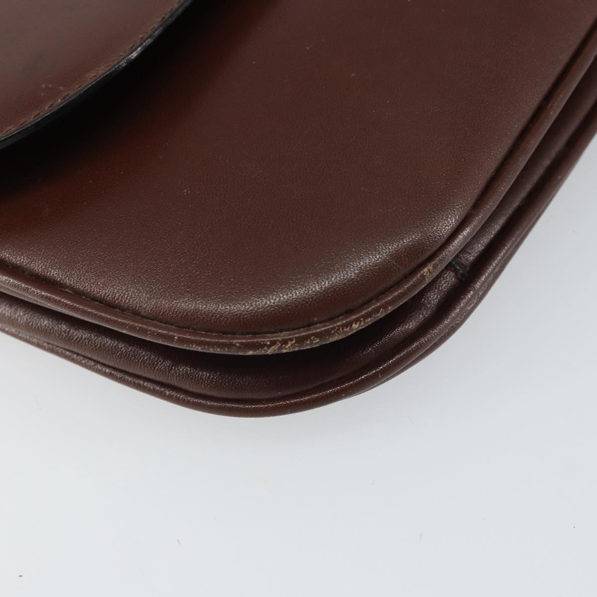 CELINE Shoulder Bag Leather Brown Gold Auth bs32155