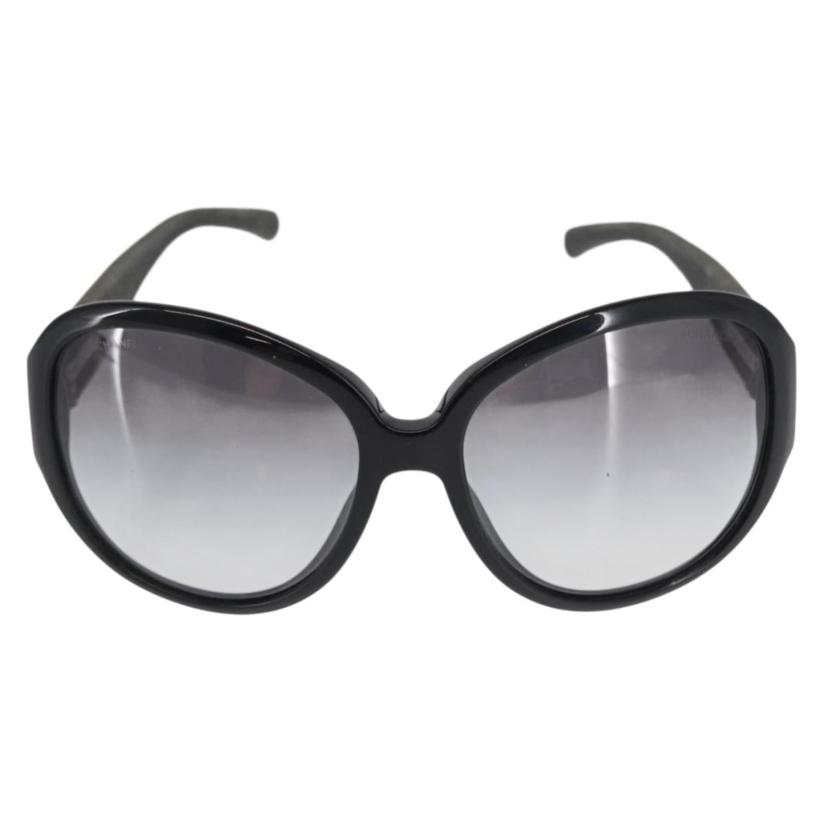 CHANEL Sunglasses plastic Black CC Auth bs32166