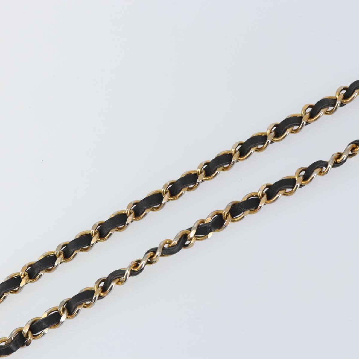 CHANEL Chain Belt metal Black Gold CC Auth bs32170
