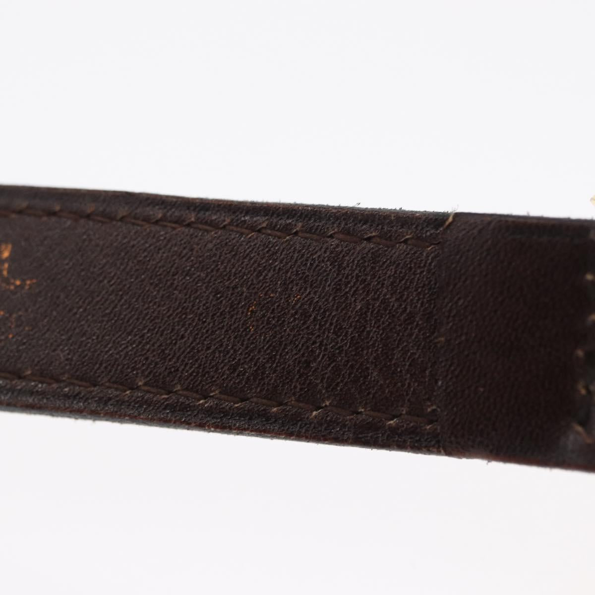 CHANEL Belt Leather 27.6"" Brown Gold CC Auth bs32171